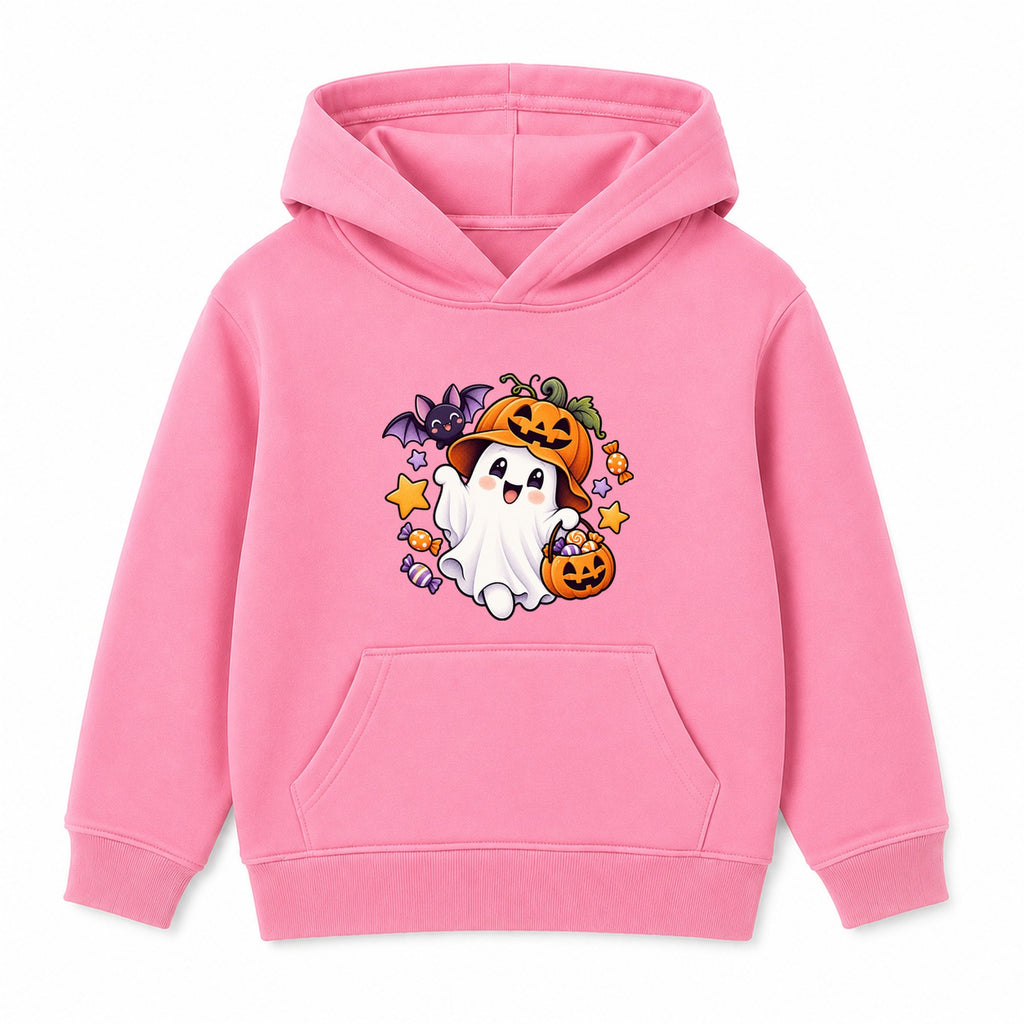 Pumpkin Hat Ghost kids Halloween hoodie - Pink