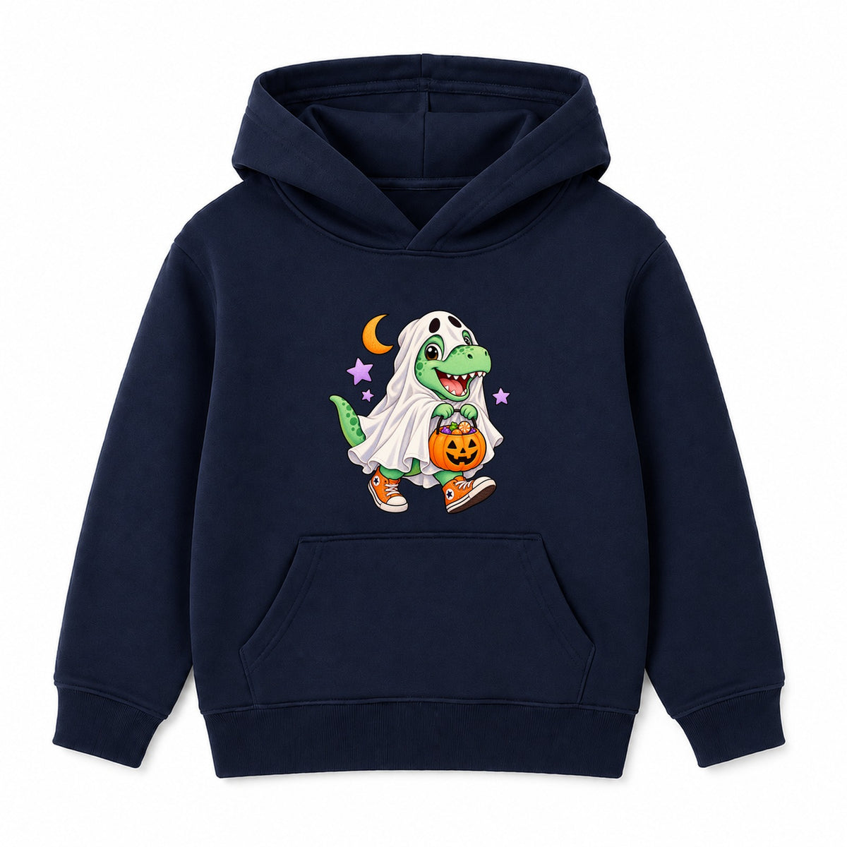 Ghost Dino kids Halloween hoodie - Navy