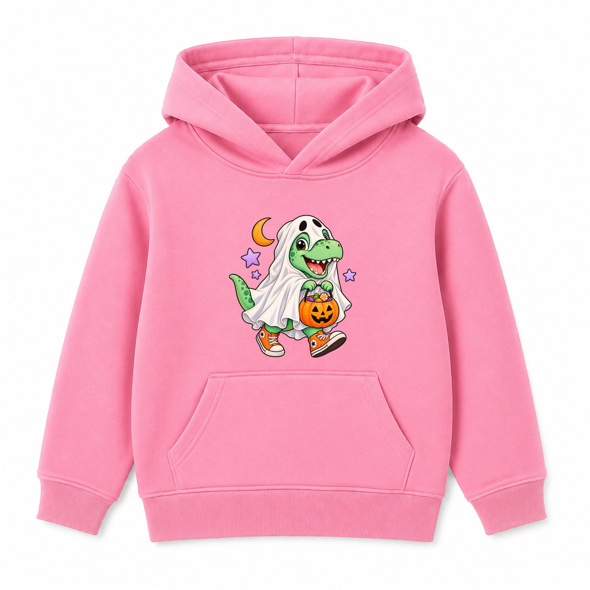 Ghost Dino kids Halloween hoodie - Pink