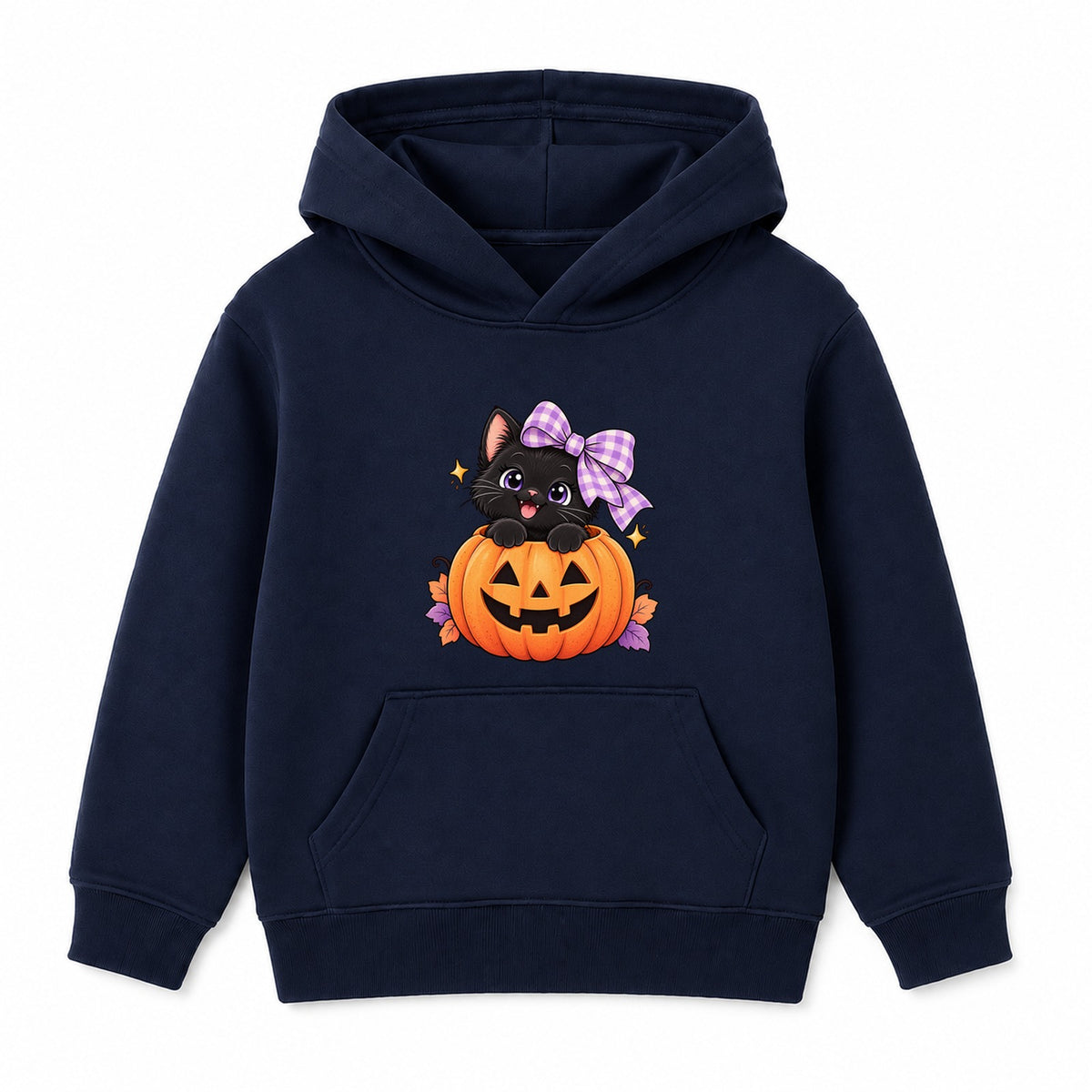 Pumpkin Kitten kids Halloween hoodie - Navy