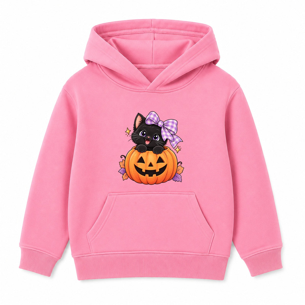 Pumpkin Kitten kids Halloween hoodie - Pink