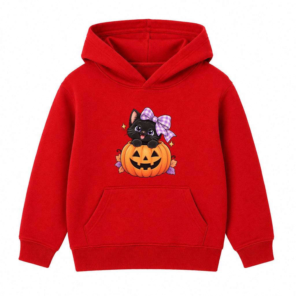 Pumpkin Kitten kids Halloween hoodie - Red