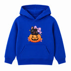 Pumpkin Kitten kids Halloween hoodie - Royal Blue