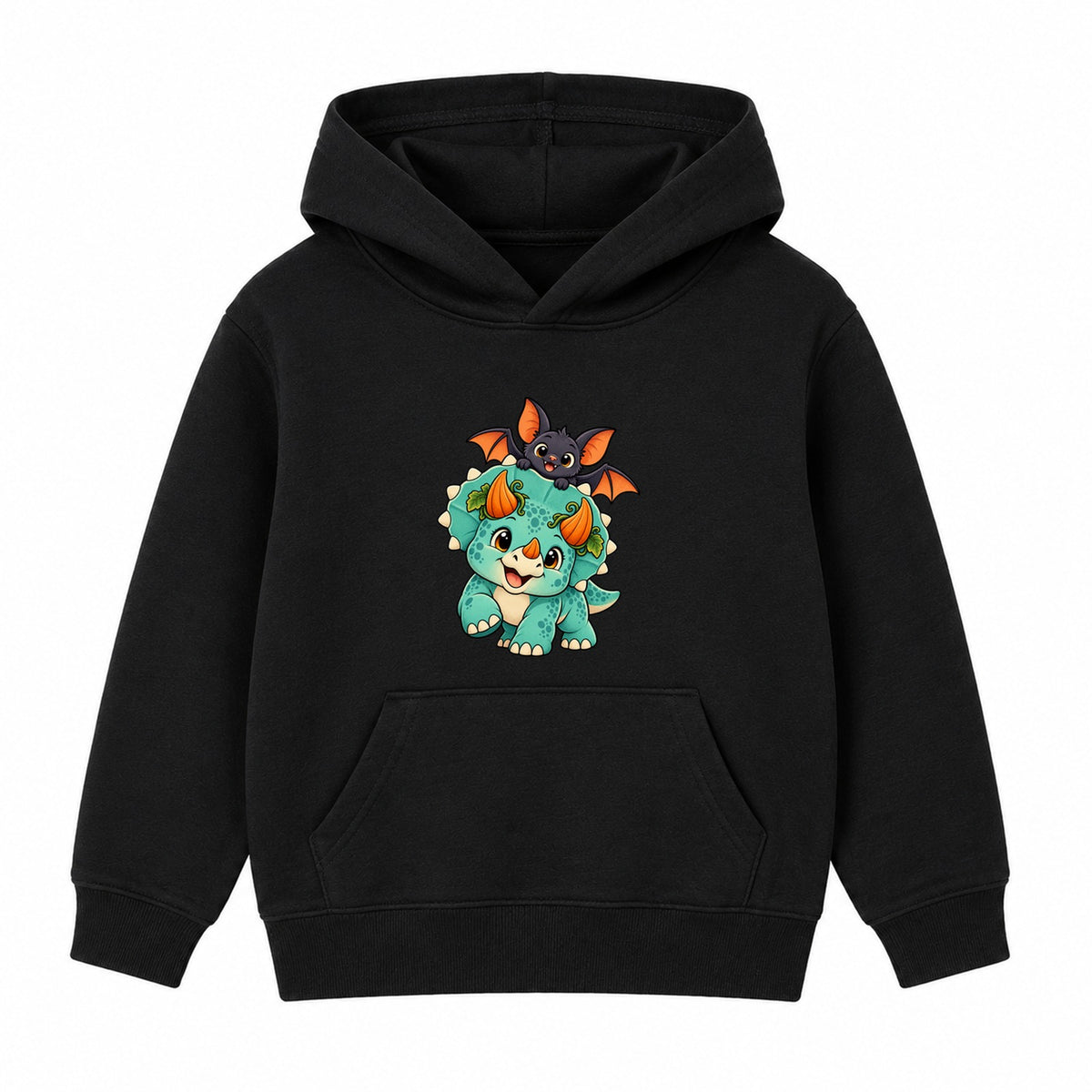 Pumpkin Triceratops kids Halloween hoodie - Black