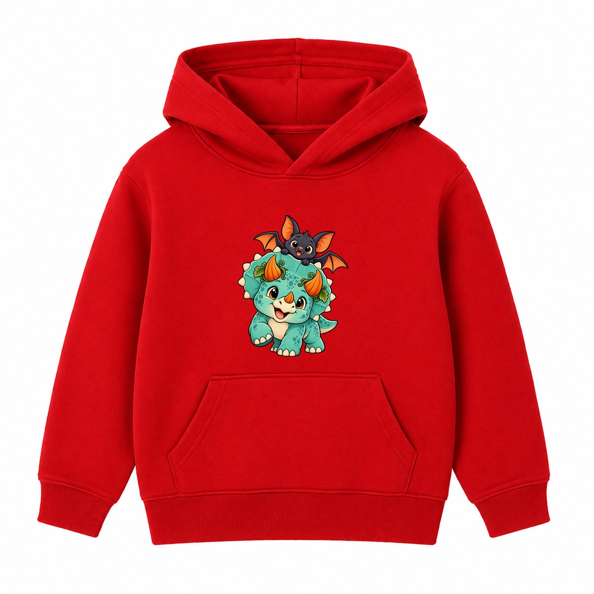 Pumpkin Triceratops kids Halloween hoodie - Red