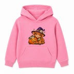 Witchy Highland Cow kids Halloween hoodie - Pink