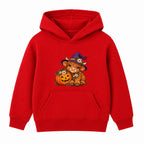 Witchy Highland Cow kids Halloween hoodie - Red