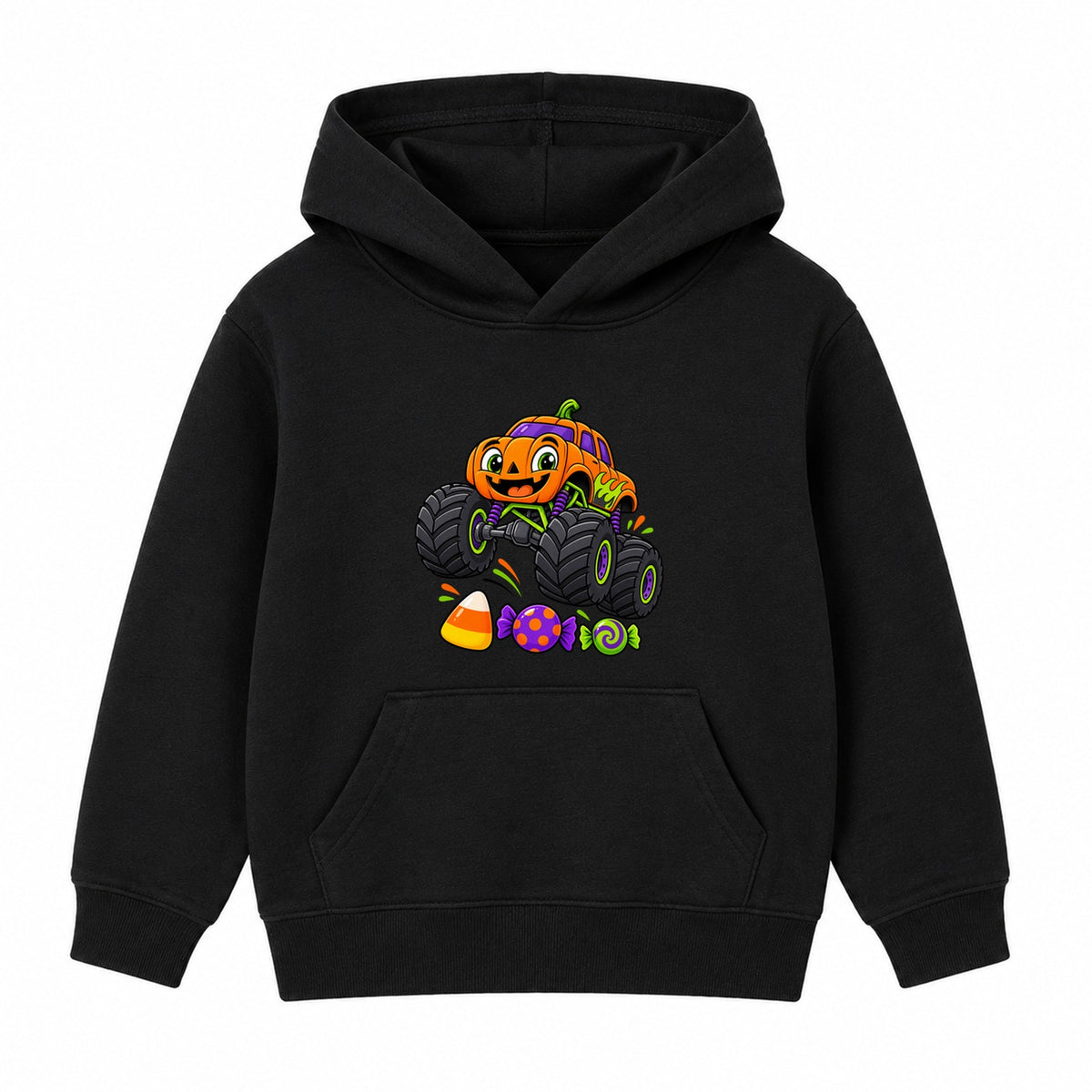 Pumpkin Monster Truck kids Halloween hoodie - Black