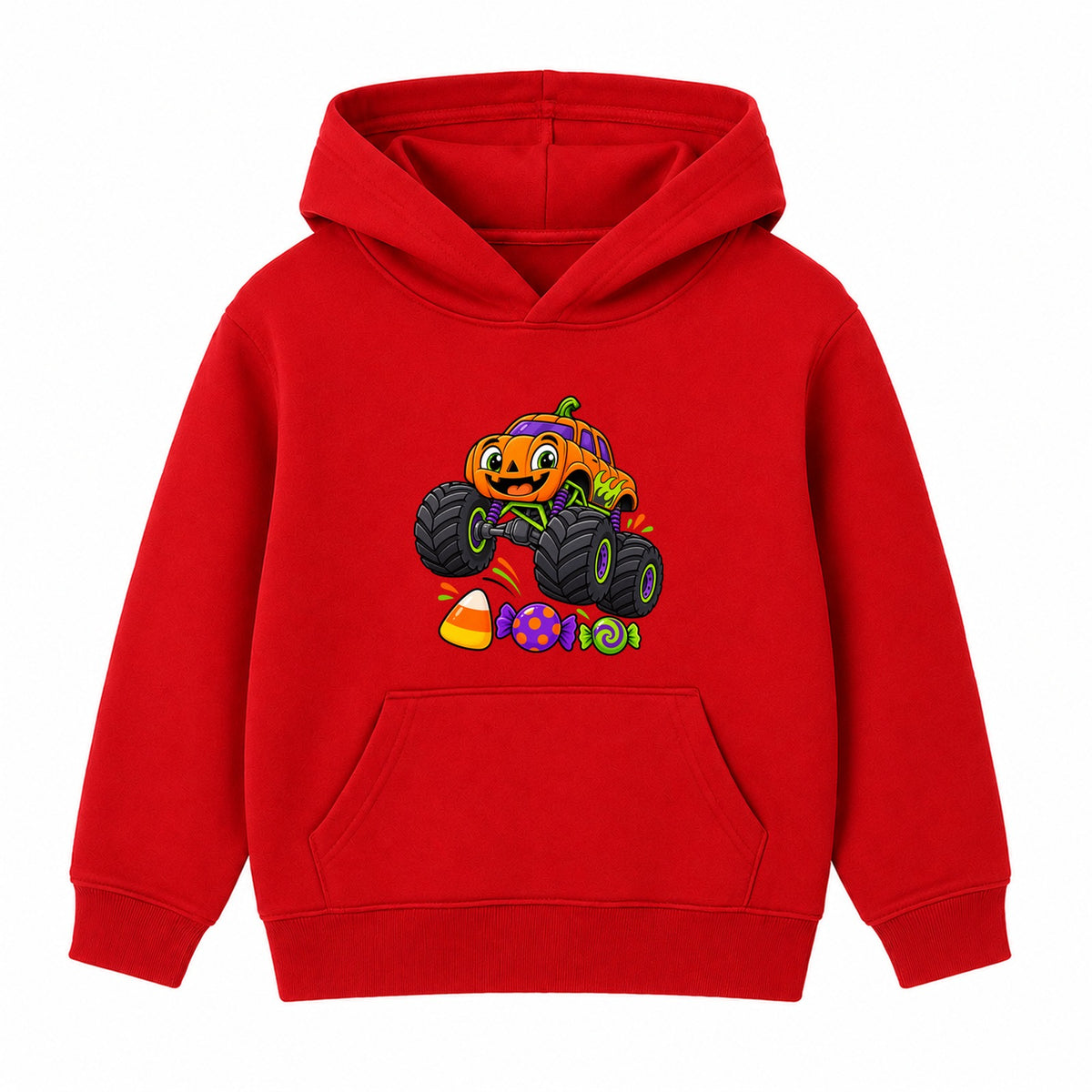 Pumpkin Monster Truck kids Halloween hoodie - Red