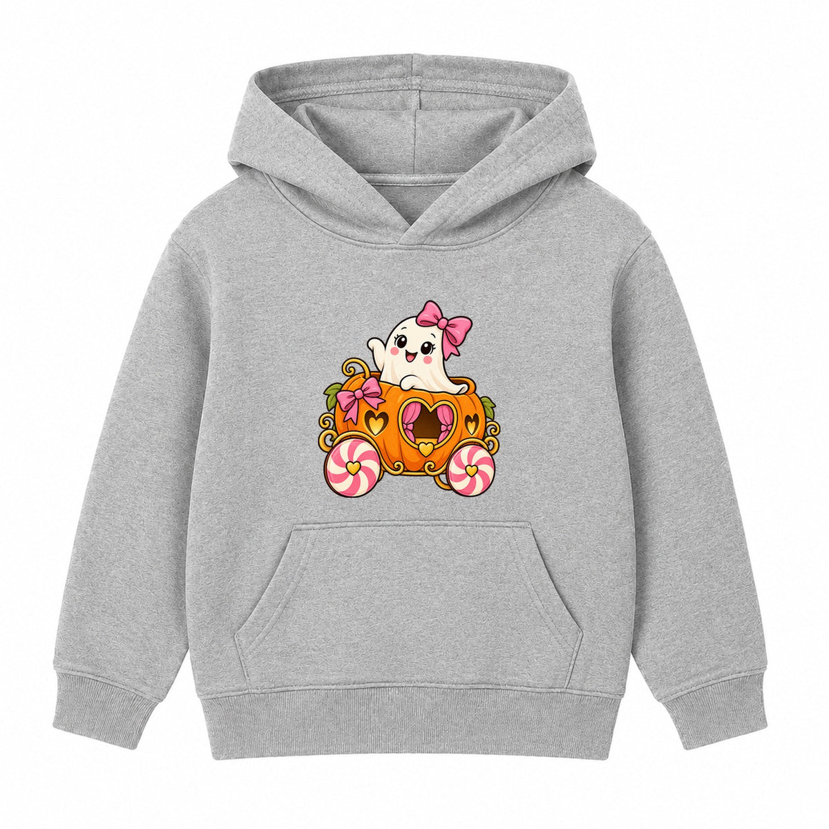 Bow Ghost kids Halloween hoodie - Heather Grey