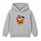 Pumpkin Penguin kids Halloween hoodie - Heather Grey
