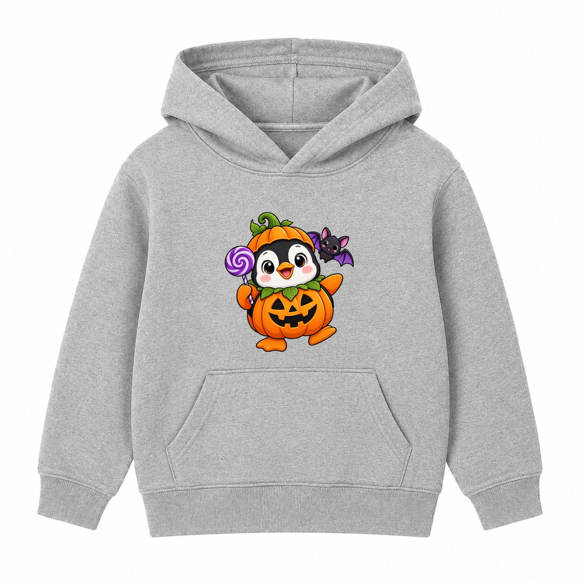 Pumpkin Penguin kids Halloween hoodie - Heather Grey