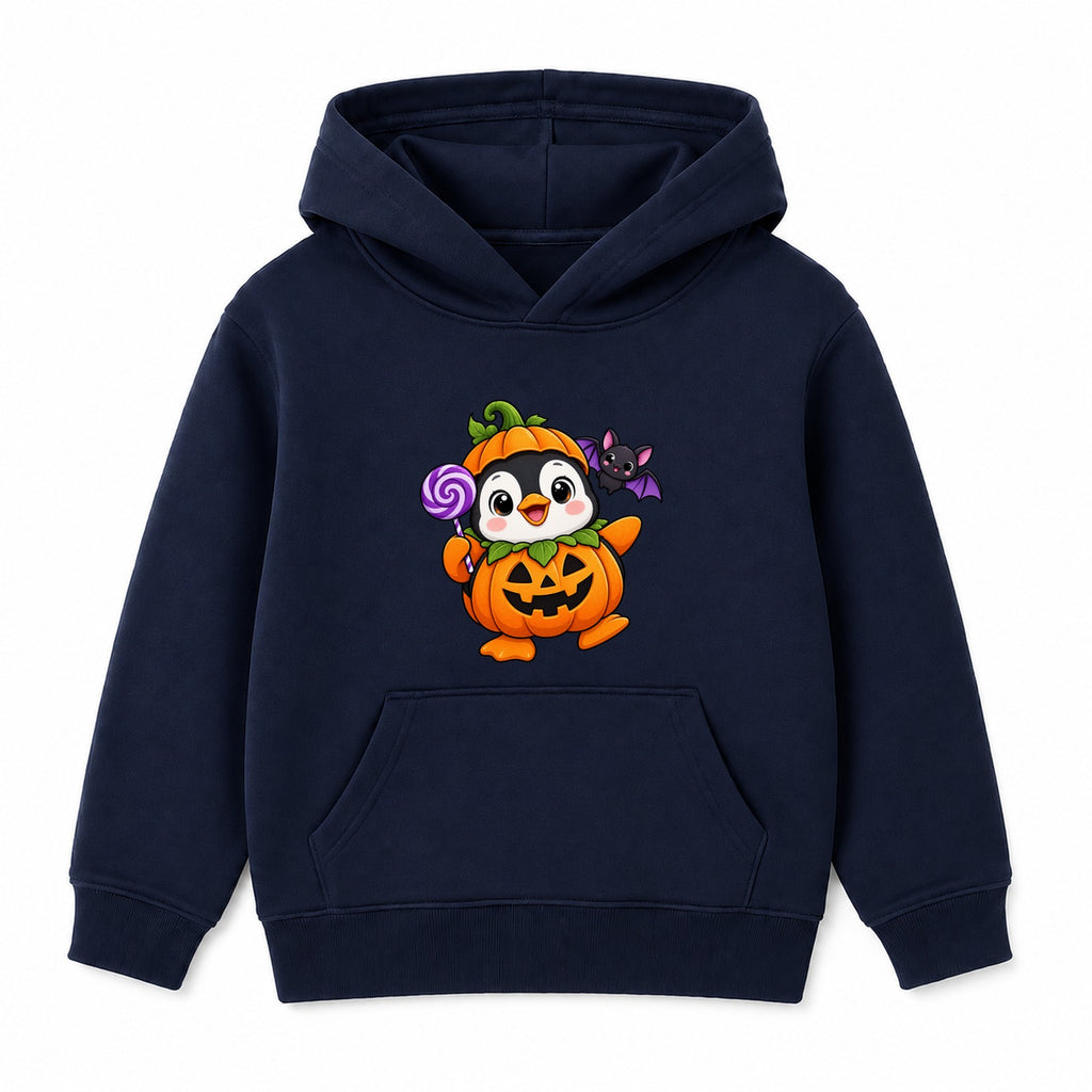 Pumpkin Penguin kids Halloween hoodie - Navy