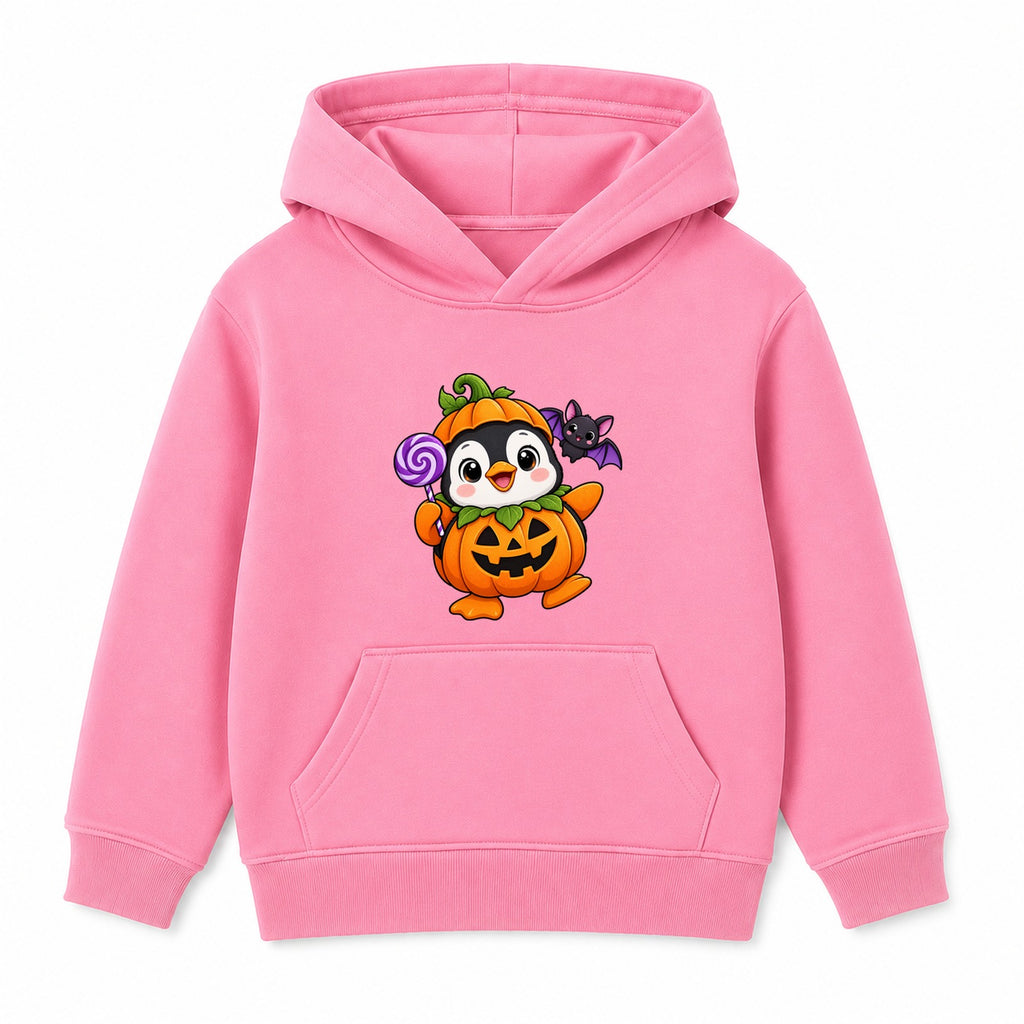 Pumpkin Penguin kids Halloween hoodie - Pink