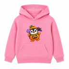 Pumpkin Penguin kids Halloween hoodie - Pink