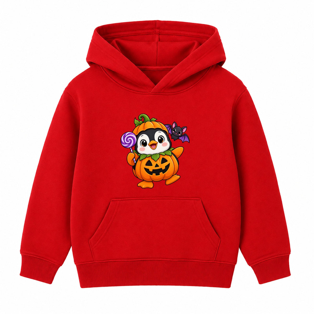 Pumpkin Penguin kids Halloween hoodie - Red