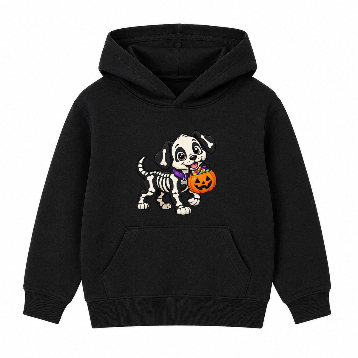 Skeleton Puppy kids Halloween hoodie - Black