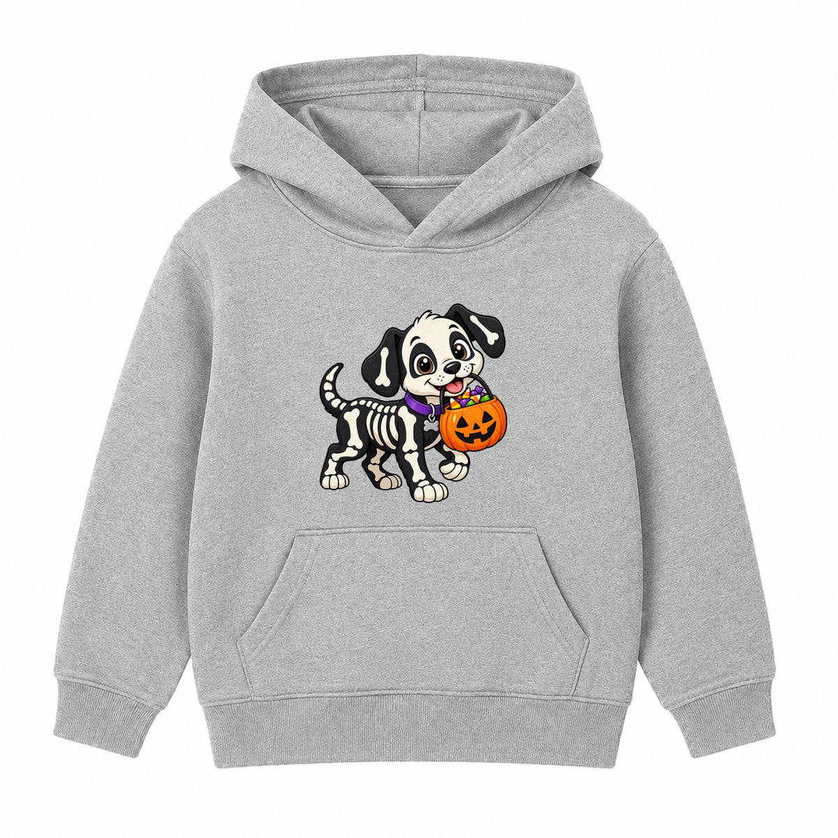 Skeleton Puppy kids Halloween hoodie - Heather Grey