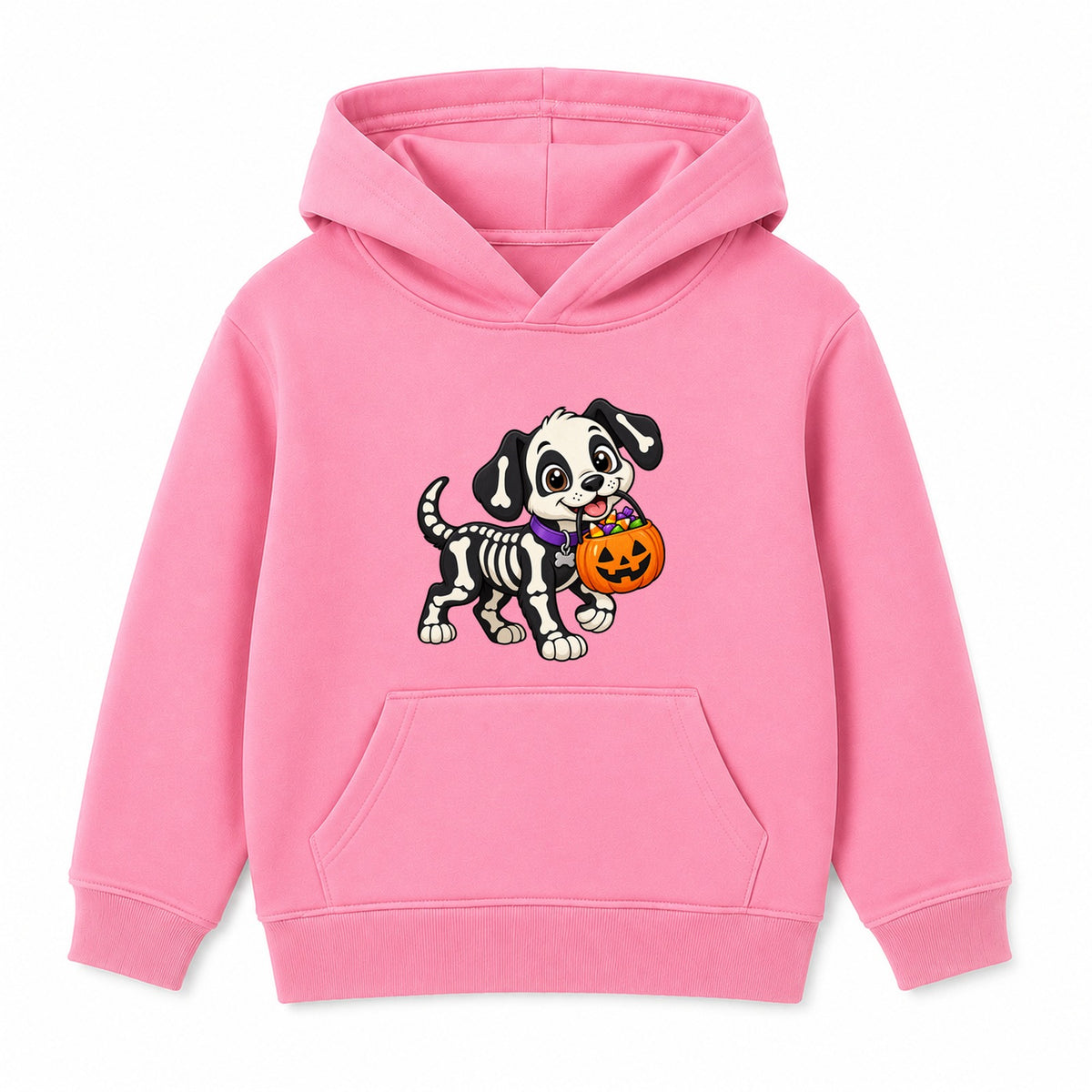 Skeleton Puppy kids Halloween hoodie - Pink