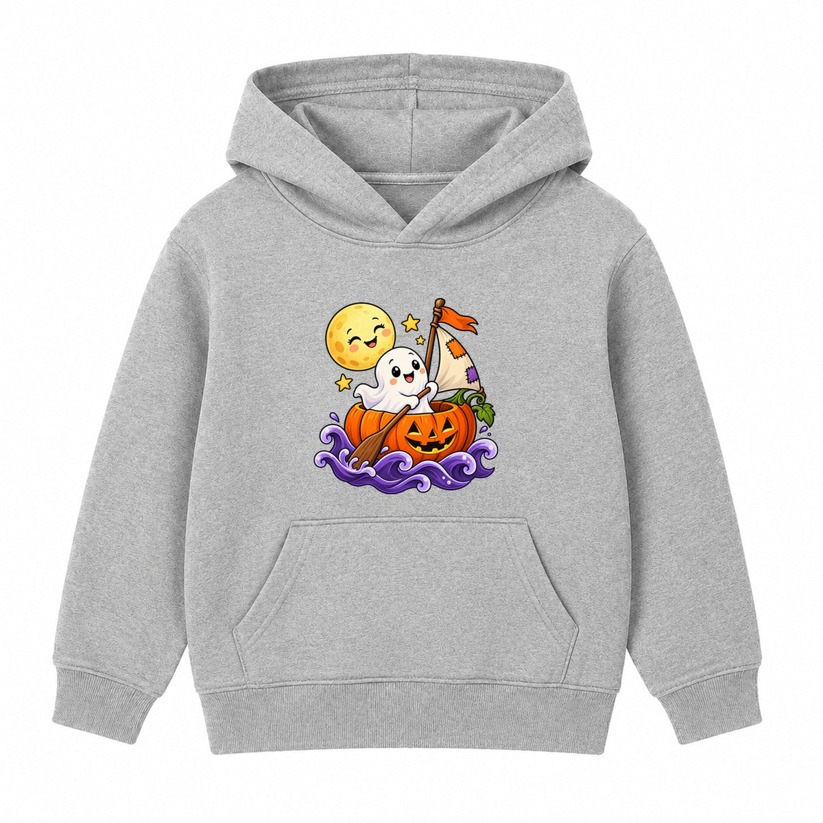 Pumpkin Boat Ghost kids Halloween hoodie - Heather Grey
