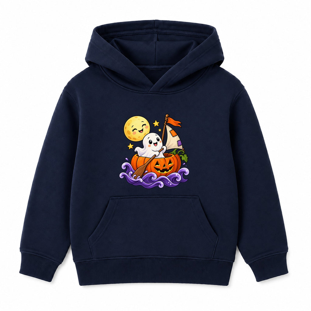 Pumpkin Boat Ghost kids Halloween hoodie - Navy
