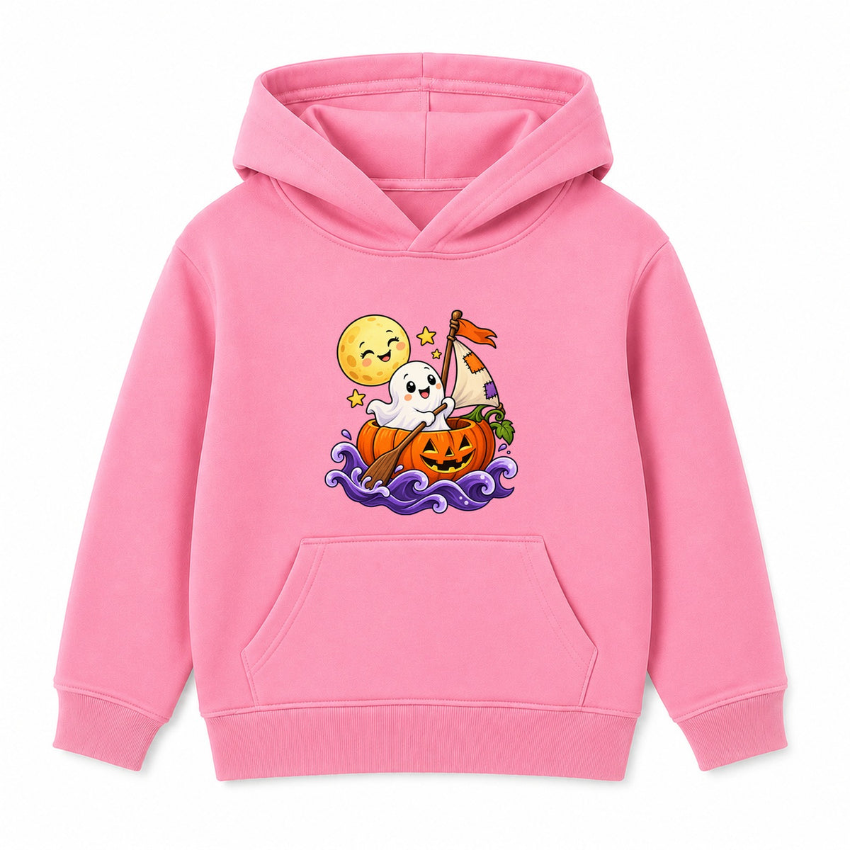 Pumpkin Boat Ghost kids Halloween hoodie - Pink