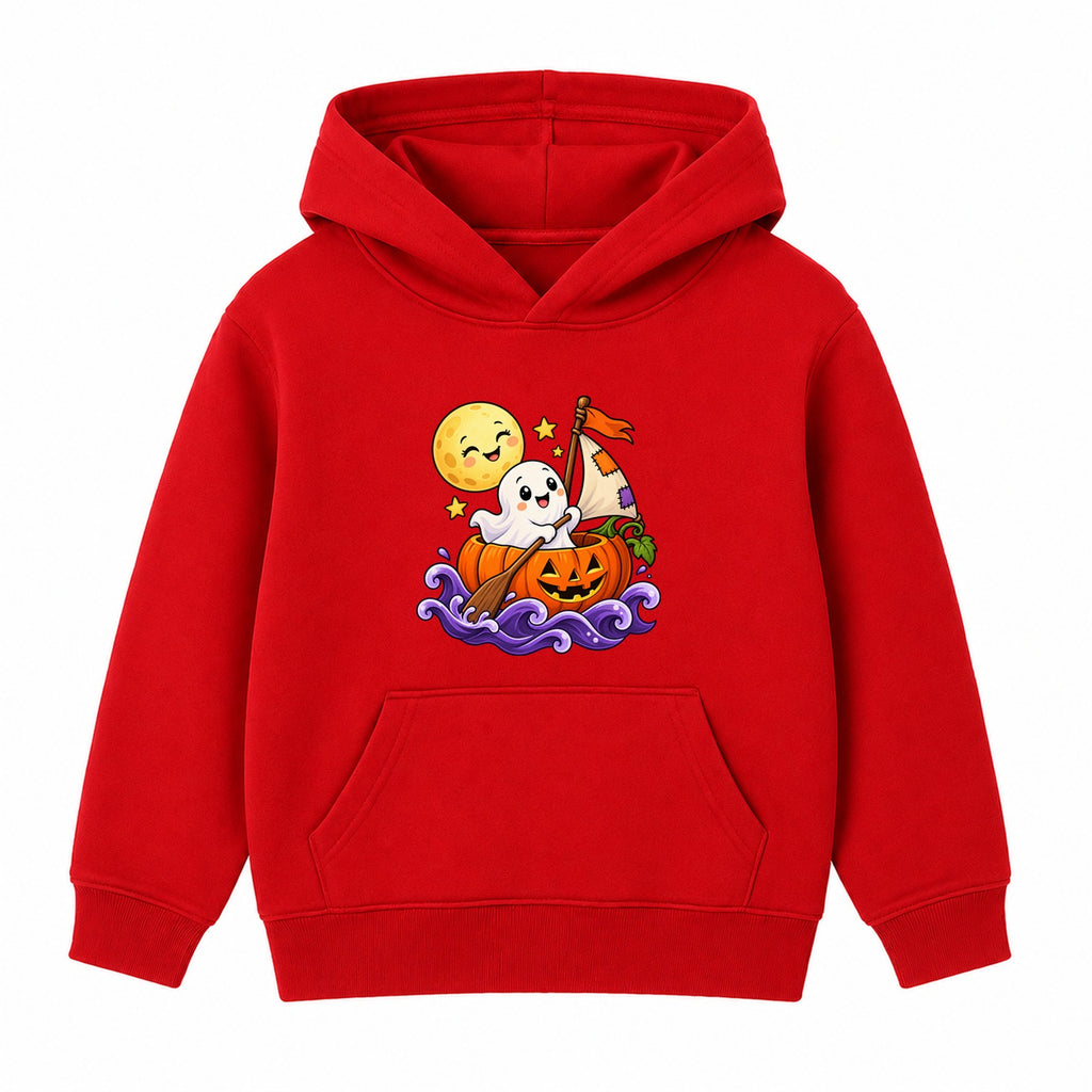 Pumpkin Boat Ghost kids Halloween hoodie - Red