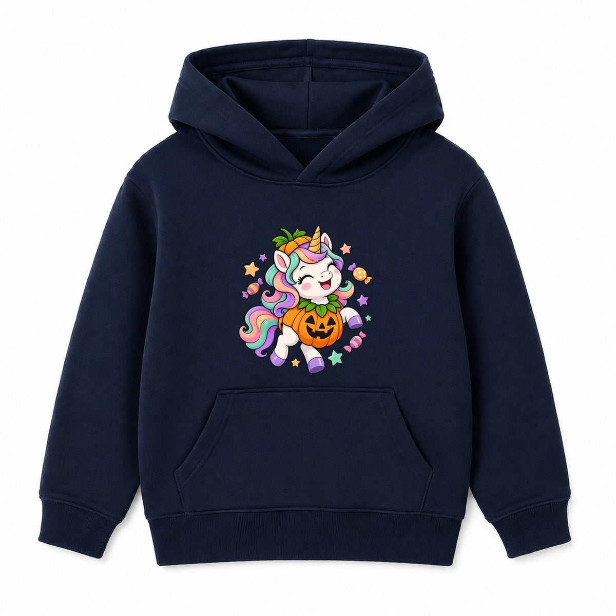 Pumpkin Unicorn kids Halloween hoodie - Navy