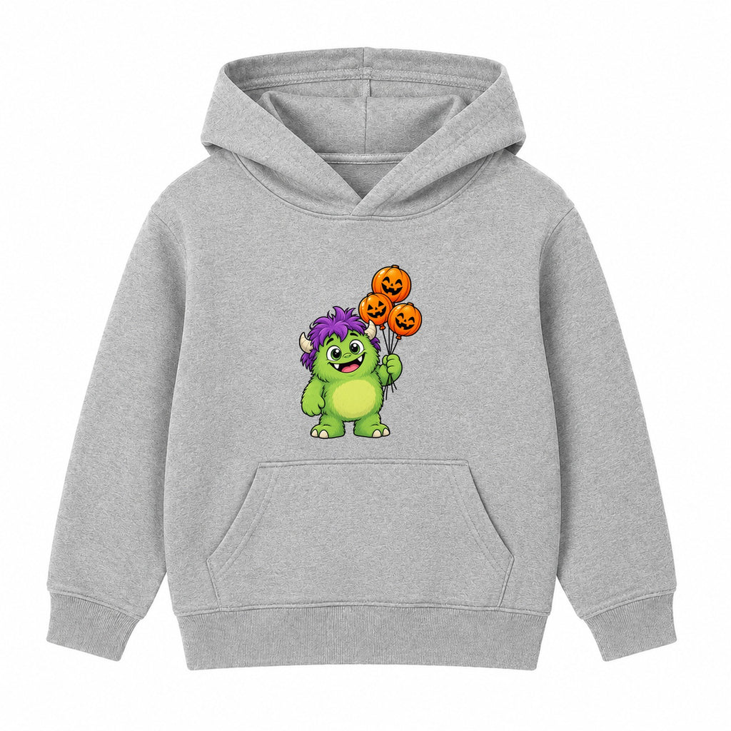 Friendly Green Monster kids Halloween hoodie - Heather Grey