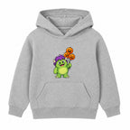 Friendly Green Monster kids Halloween hoodie - Heather Grey