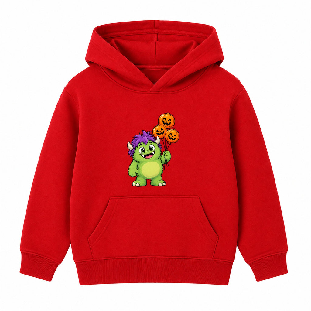 Friendly Green Monster kids Halloween hoodie - Red