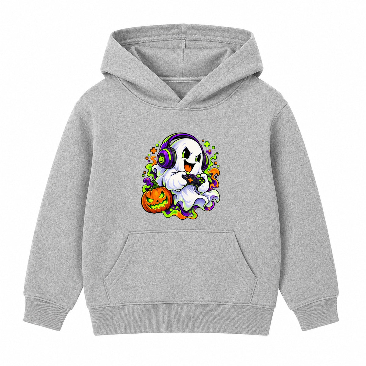 Ghost Gamer kids Halloween hoodie - Heather Grey