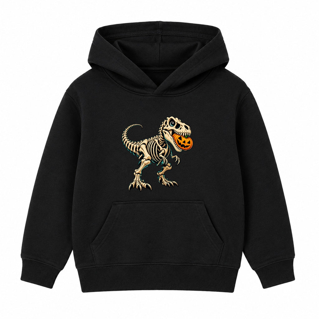 Skeleton T-Rex kids Halloween hoodie - Black