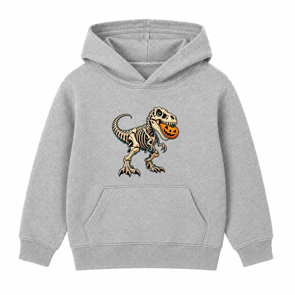 Skeleton T-Rex kids Halloween hoodie - Heather Grey