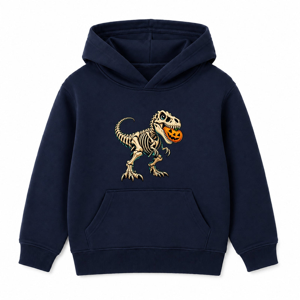 Skeleton T-Rex kids Halloween hoodie - Navy