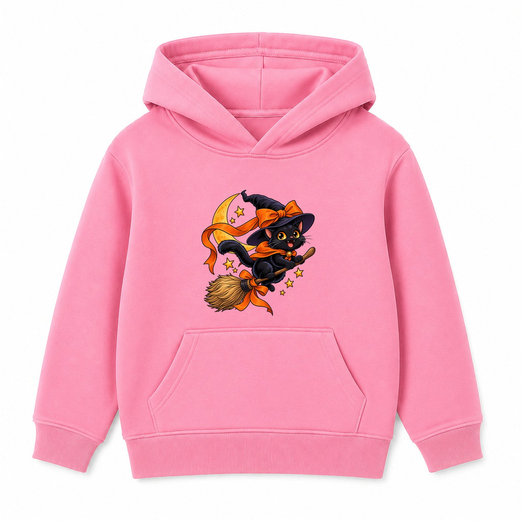 Broomstick Cat kids Halloween hoodie - Pink