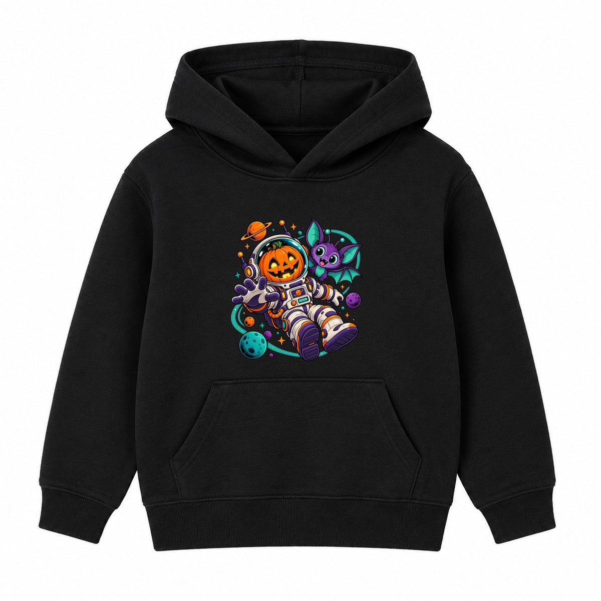 Pumpkin Astronaut kids Halloween hoodie - Black