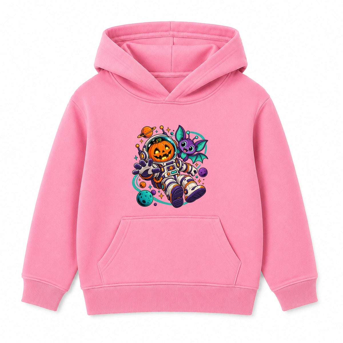 Pumpkin Astronaut kids Halloween hoodie - Pink