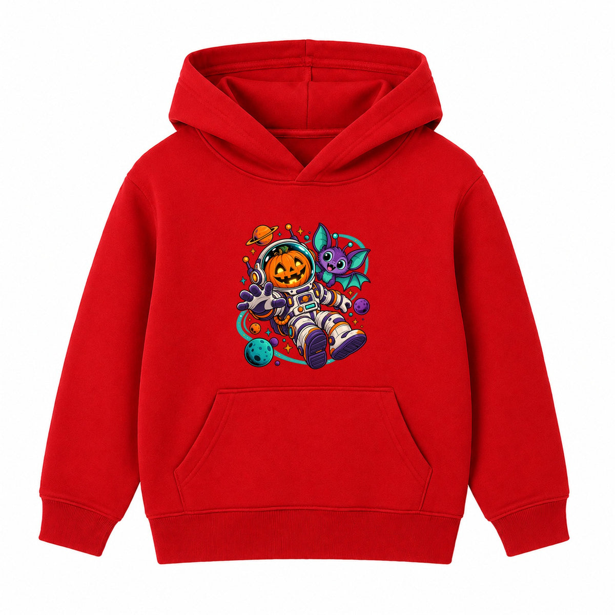 Pumpkin Astronaut kids Halloween hoodie - Red