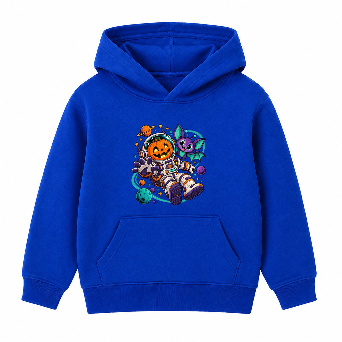 Pumpkin Astronaut kids Halloween hoodie - Royal Blue