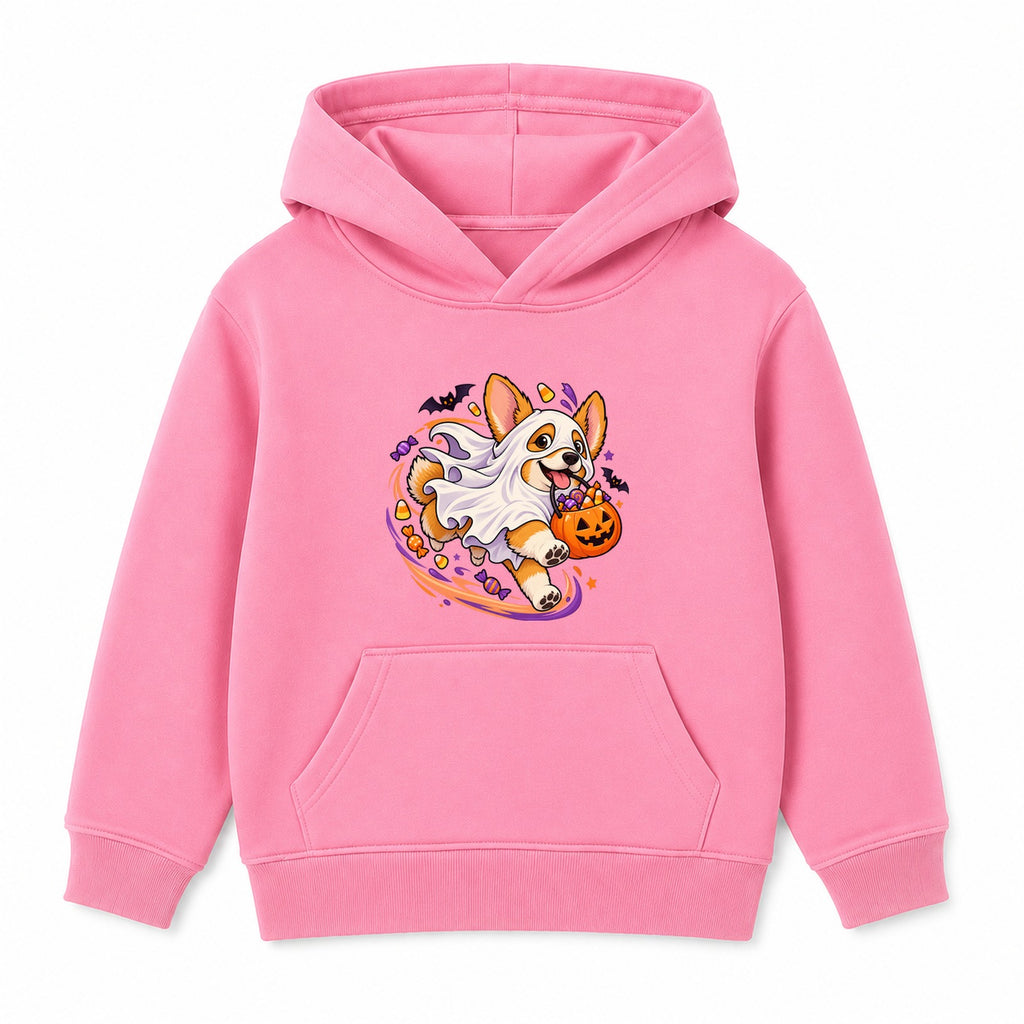 Ghost Corgi kids Halloween hoodie - Pink