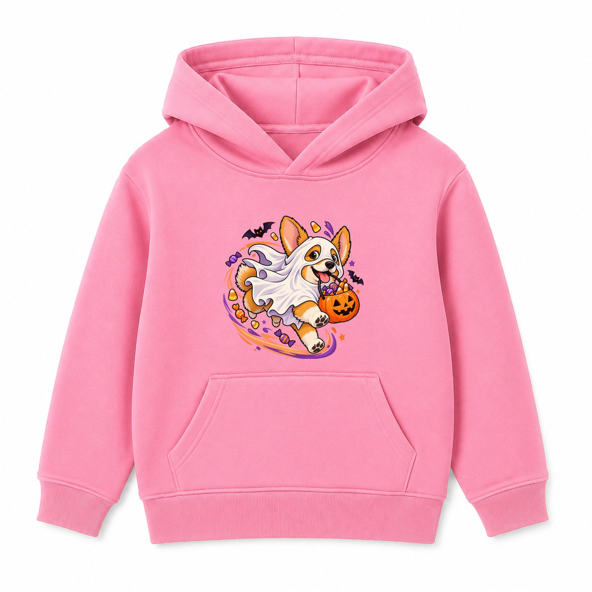 Ghost Corgi kids Halloween hoodie - Pink