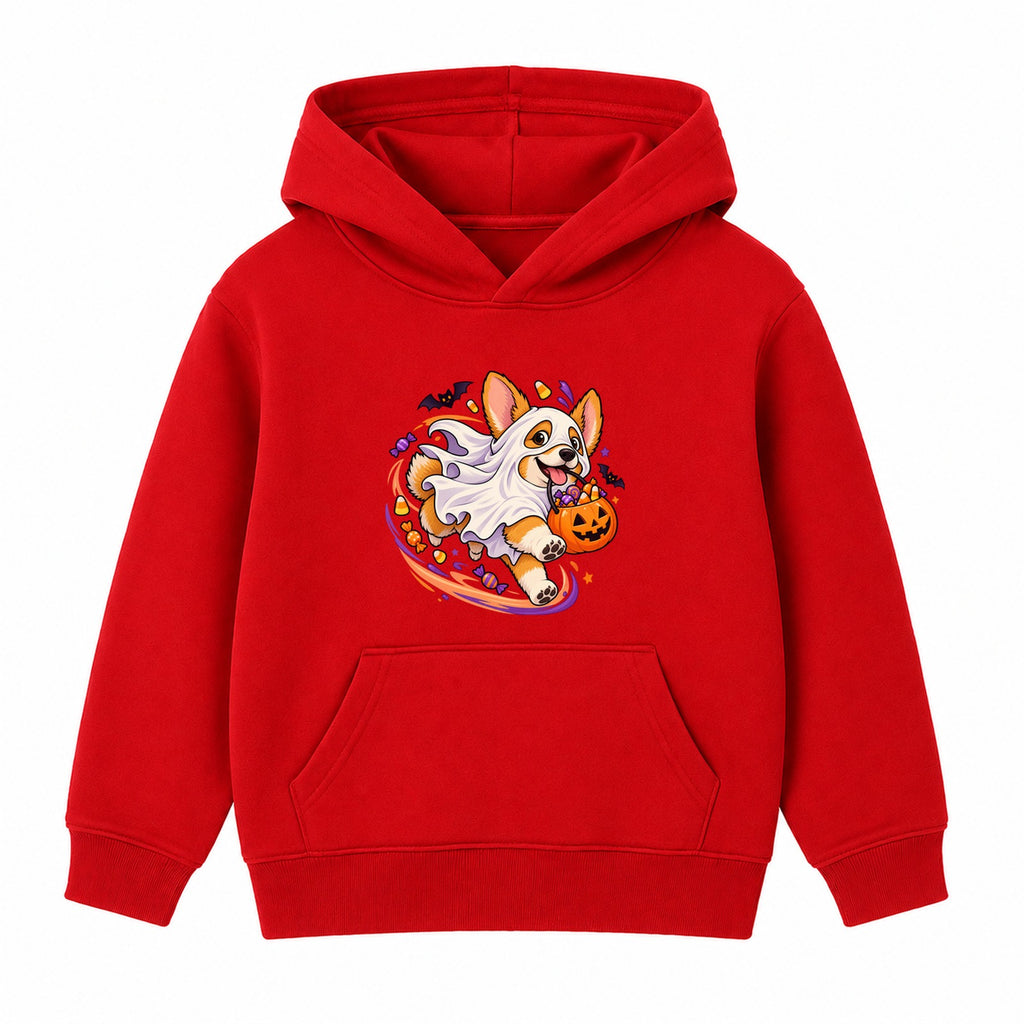 Ghost Corgi kids Halloween hoodie - Red