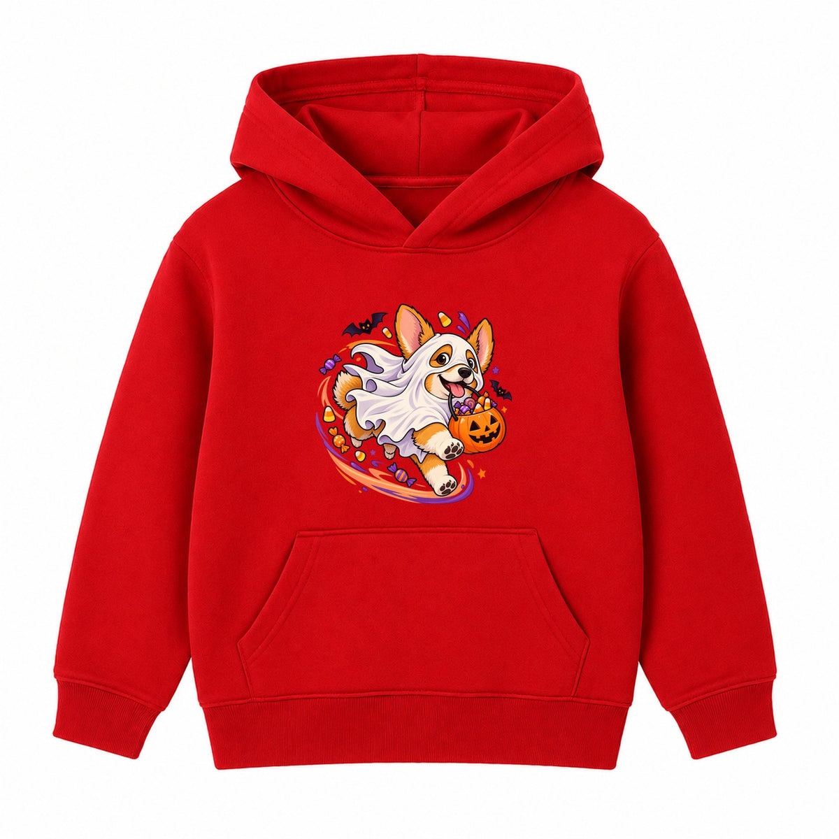Ghost Corgi kids Halloween hoodie - Red