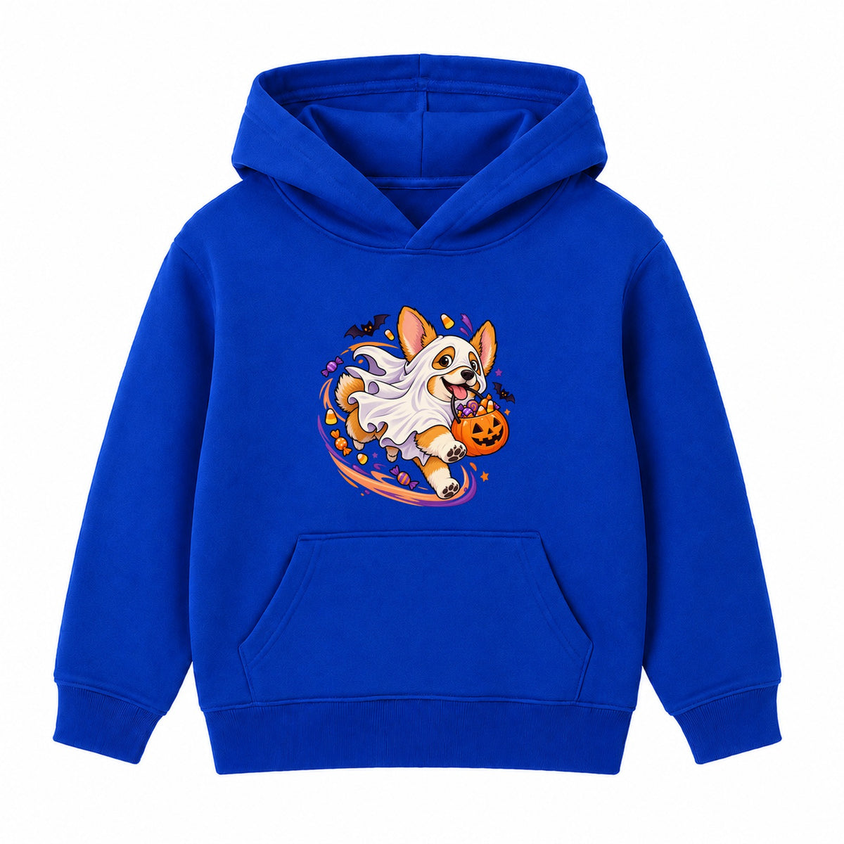 Ghost Corgi kids Halloween hoodie - Royal Blue