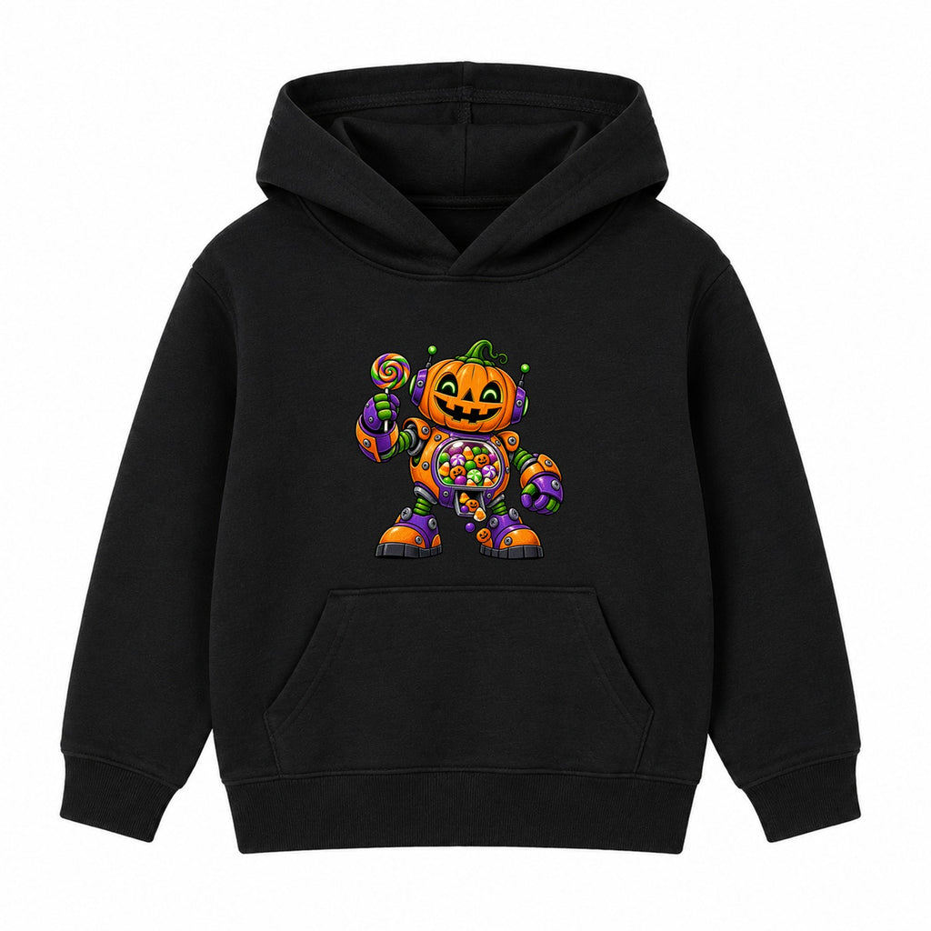 Pumpkin Robot kids Halloween hoodie - Black