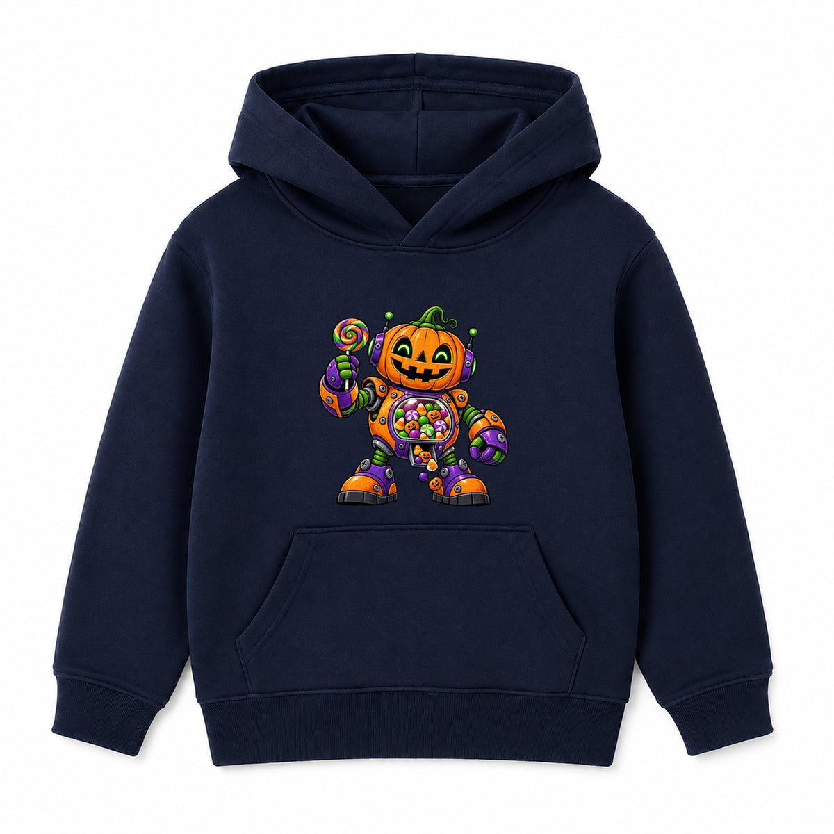 Pumpkin Robot kids Halloween hoodie - Navy