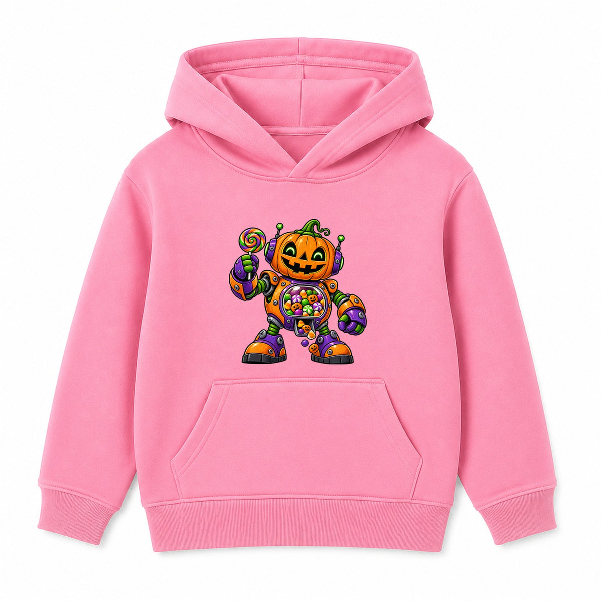 Pumpkin Robot kids Halloween hoodie - Pink