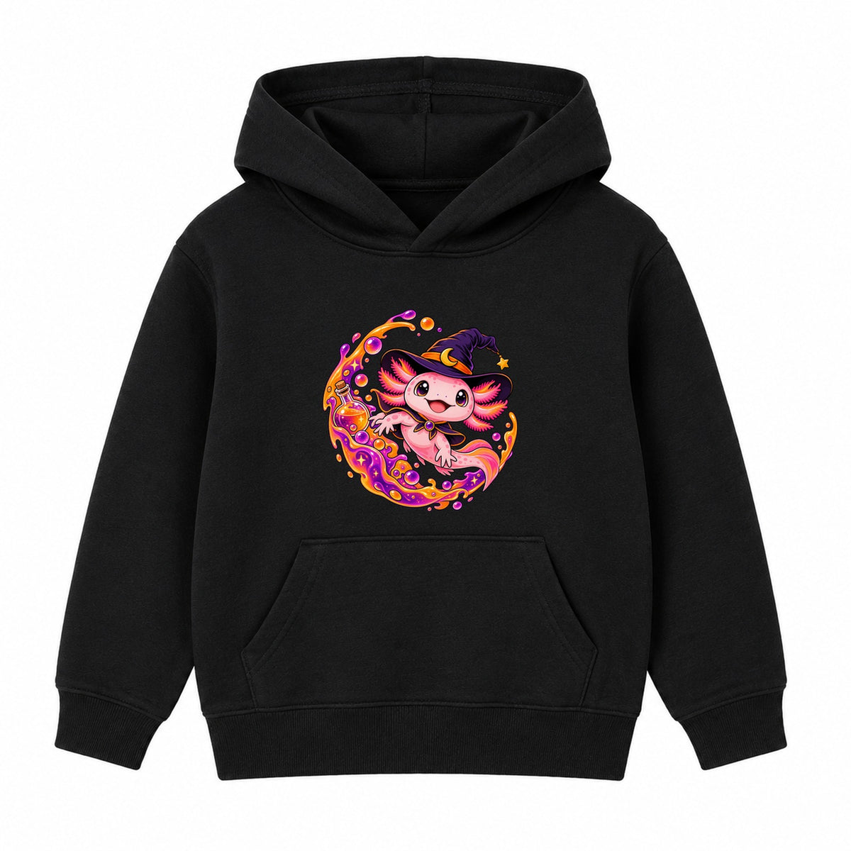 Witch Axolotl kids Halloween hoodie - Black