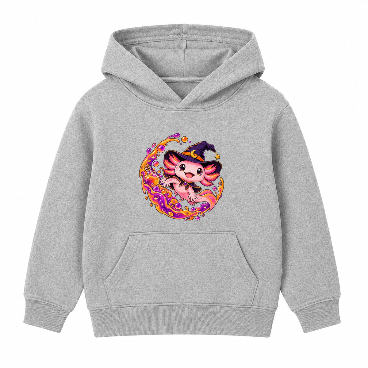Witch Axolotl kids Halloween hoodie - Heather Grey